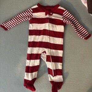 Burt's Bees Baby Red and White Striped Footie